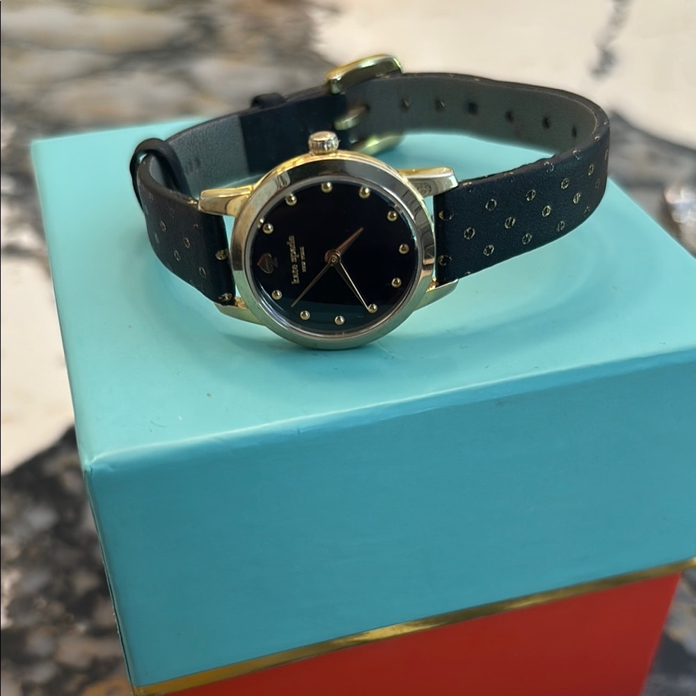 Kate Spade Gold and Black Watch with Studded Strap